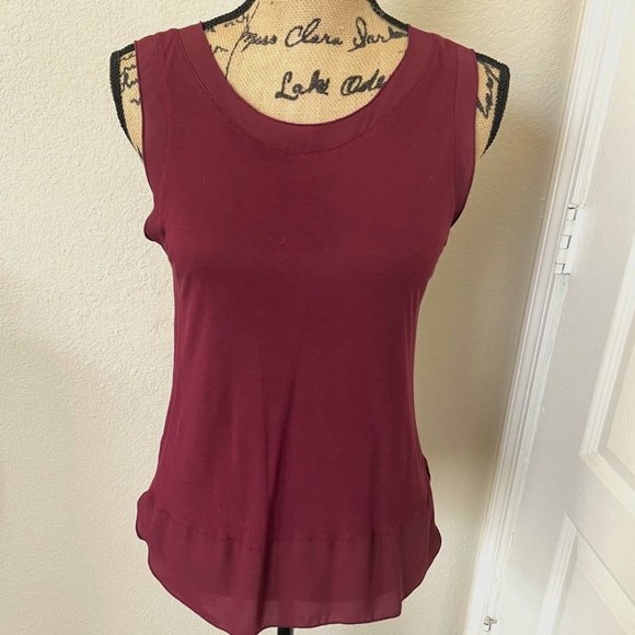 Loft Burgundy Rayon Sleeveless Top Small - Picture 1 of 5